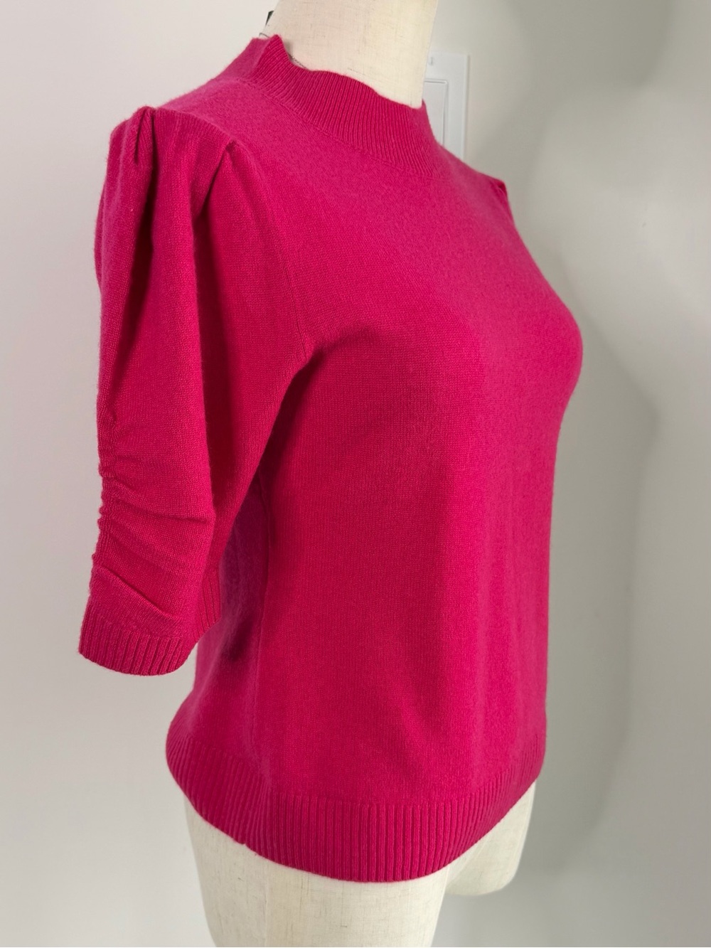 Anthropologie Pink Wool Cashmere Puff Sleeve Sweater Size S - Picture 5 of 10
